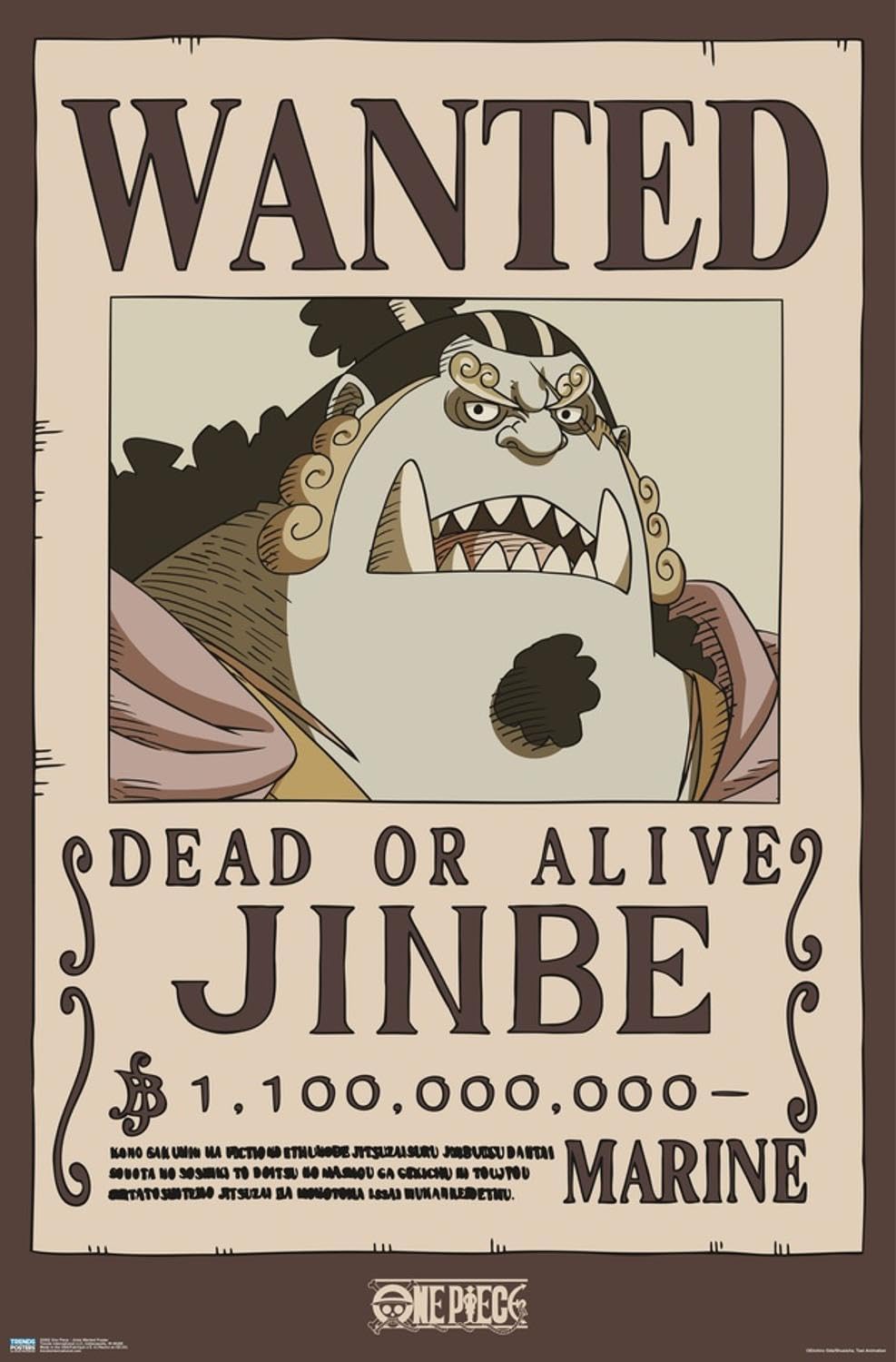 Amazon.com: One Piece - Jinbe Wanted Poster Wall Poster, 19L