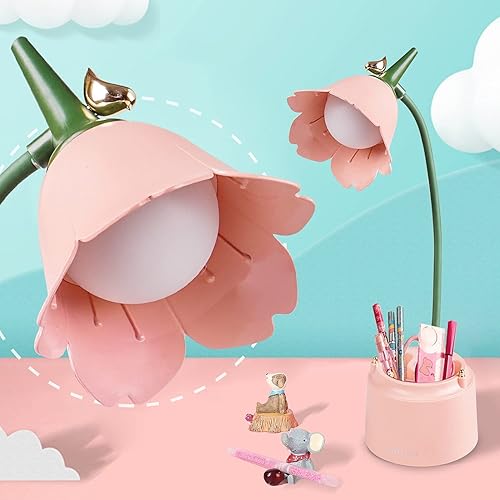 Miniatura 2 de Neporal Lámpara recargable para niños, lámpara de escritorio LED con control táctil, atenuación de 3 brillos, cuello de cisne flexible de 360°,