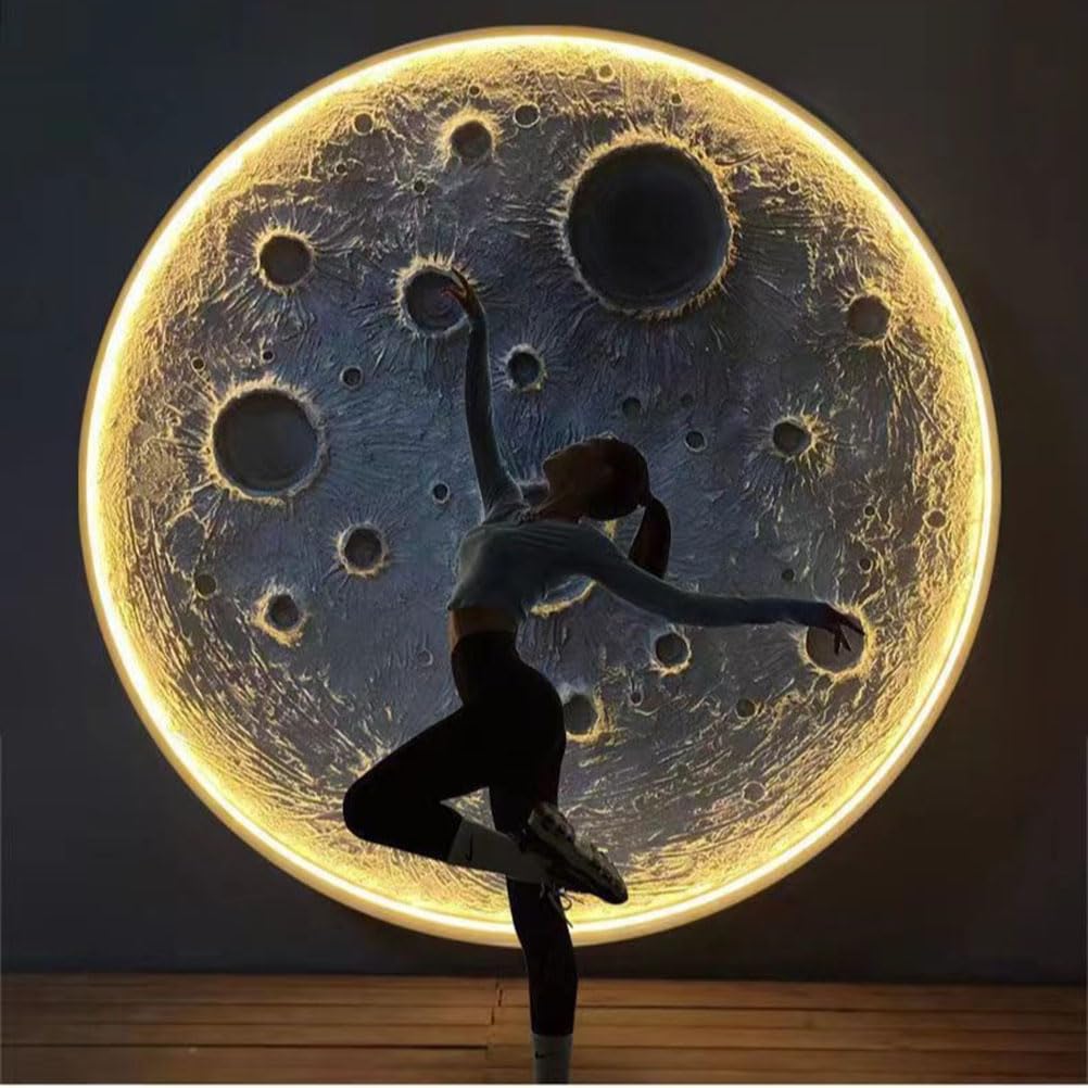 AoLa Lampada da Parete a Forma di Luna Luce da Parete per la Stanza dei Bambini dimmerabile con Telecomando Lampada Decorativa per Interni LED Round Moon Design Lampada Moderna 3D a Forma di Luna