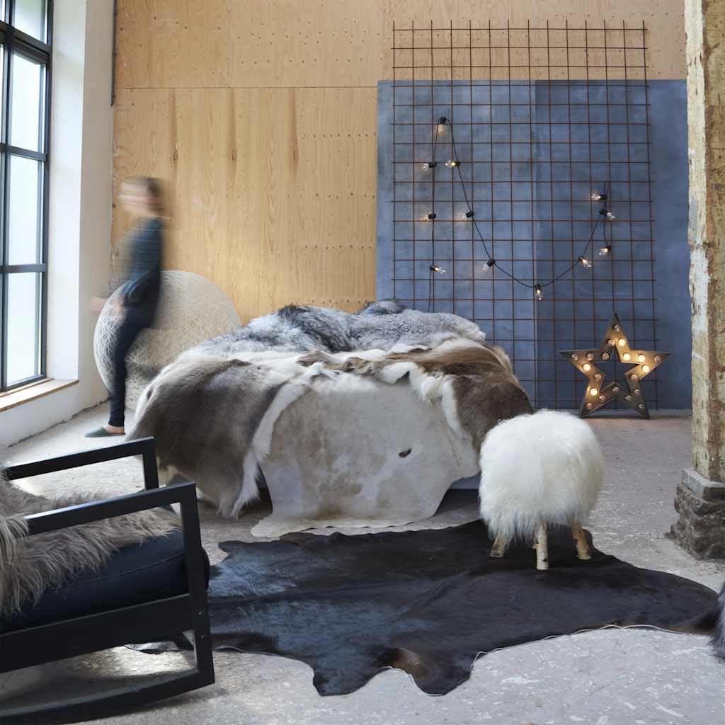 vidaXL Alfombra de Piel de Vaca Auténtica Casa Hogar Jardín Decoración Diseño Estilo Interior Exterior Sala Salón Comedor Habitación 150x170 cm Negro