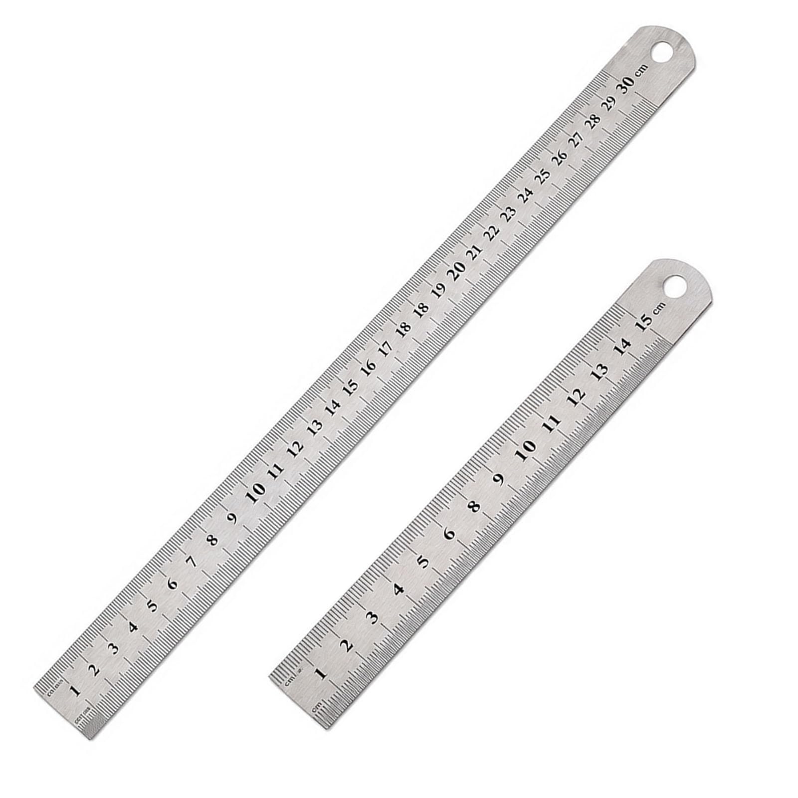 Tinminx 2PCS Stainless Steel Ruler Set, 6 Inch (15cm) & 12 Inch (30cm) Heavy Duty Metal Rulers, Non-Bendable Straight Edge Measuring Tools for School Office Carpenter Engineering Craft
