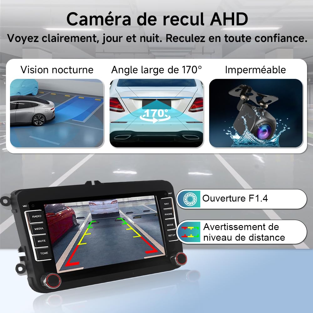 Autoradio Android 15 per VW Golf 5 6 Passat Polo - Bluetooth 5.4, WiFi 6.0, GPS, DSP Audio - 2 DIN CarPlay/Android Auto Wireless per Caddy Tiguan EOS Skoda Seat