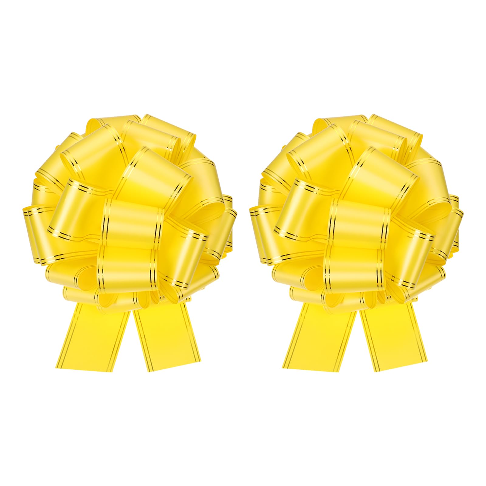 Lazos metálicos grandes amarillos de 14 pulgadas con borde dorado para regalos