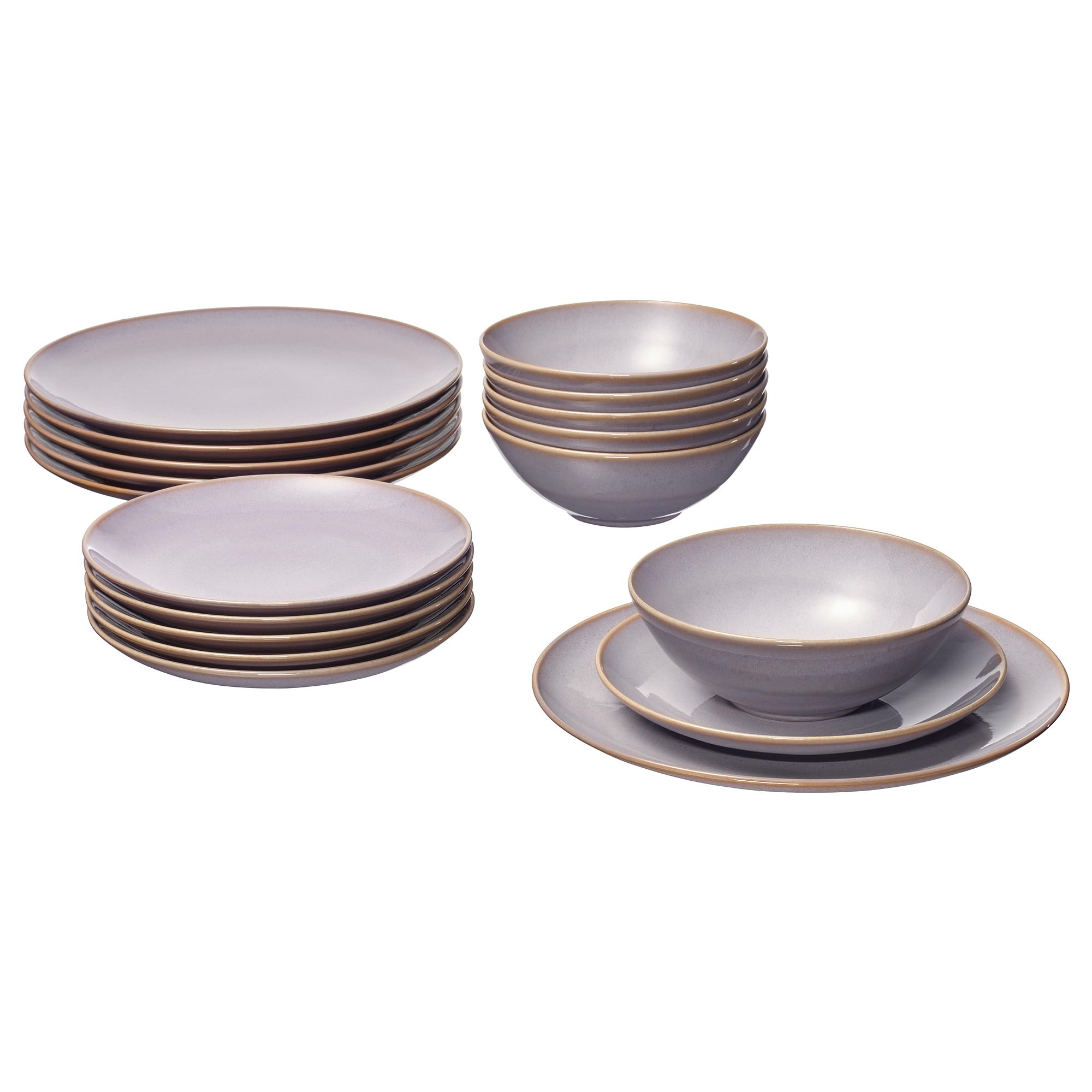 Assiettes FÄRGKLAR rose clair 18 pièces en grès durable au design épuré