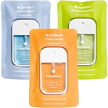 Touchland Hydrating Hand Sanitizer Spray, FRESH Trio Set (Mint, Citrus, Lemon Lime), 1 FL. OZ. Travel Size Power Mist Sprays (Set of 3)