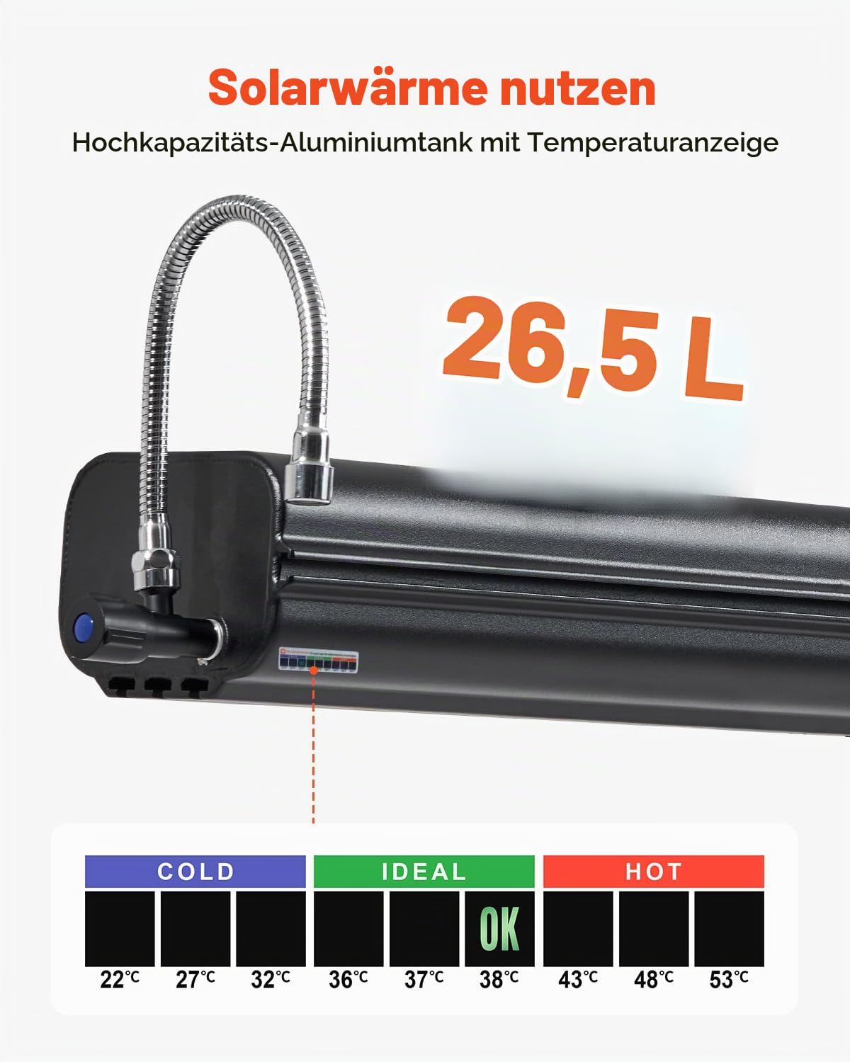 VEVOR Dachgepäckträger-Wassertank Wasserspeicher für Fahrzeuge 26,5 L mit 2 Spritzschutzplatten und T-Schlitz, Aluminiumtank mit hoher Druckanschluss, für Kofferräume Überrollbügel Querträger