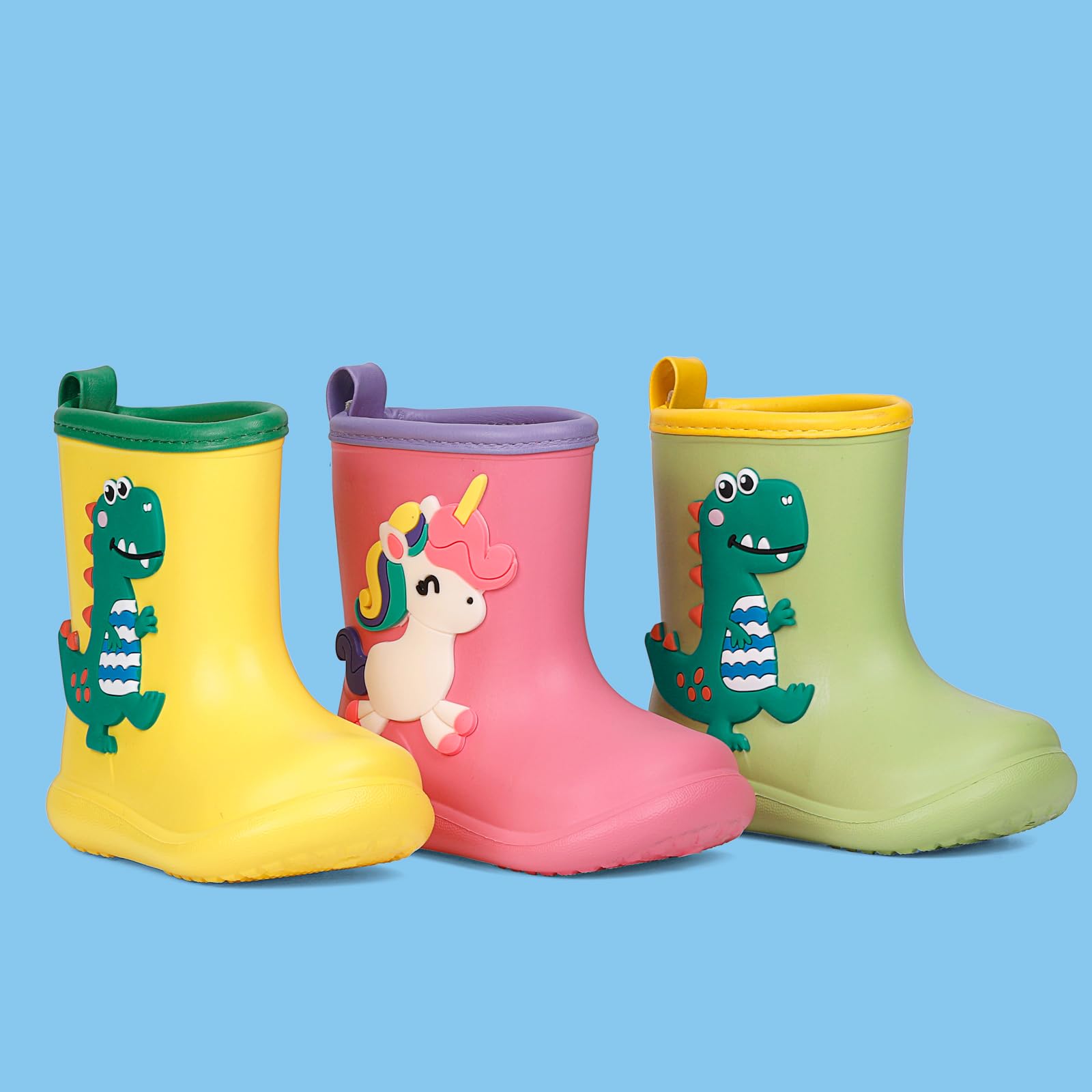 MASOCIO Bottes de Pluie Enfant Fille Garçon Botte Caoutchouc Léger Chaussure Impermeable Enfant de Dessin Animé d'animaux Mignons Taille 20-30