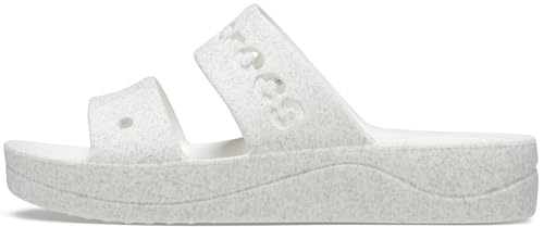 Crocs Women's Sandal, Baya Platform Glitter Sandal, White, 7 UK Women