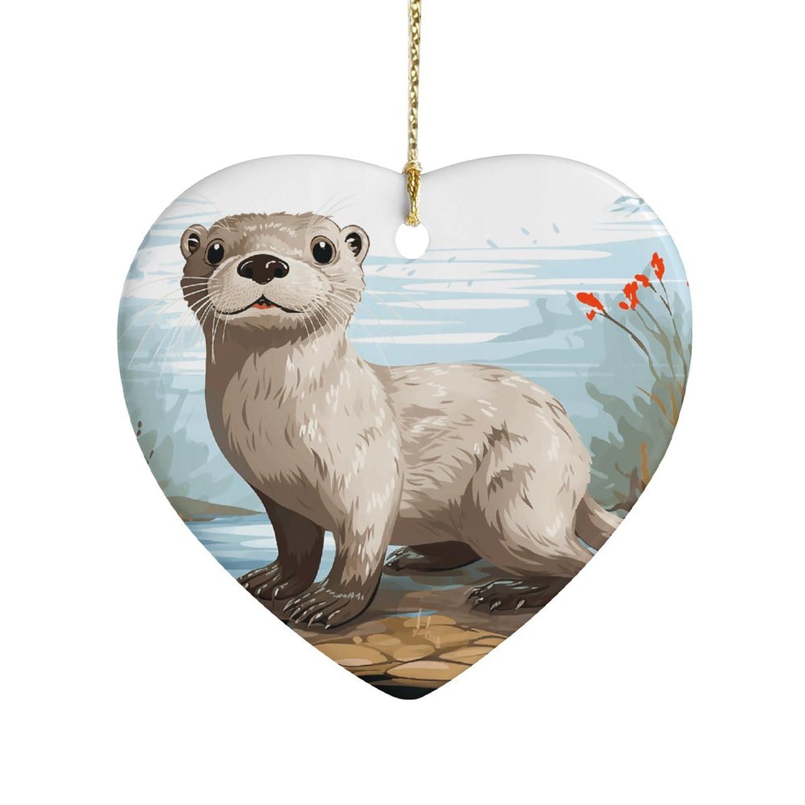 Fekiloot Style Otter Ceramic Ornament Home Decor Keepsake