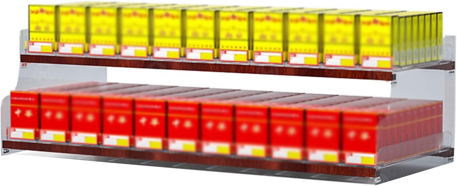 Acrylic Cigarette Display Rack - Wall/Countertop Trapezoid Organizer, Automatic Retail Cabinet for Supermarkets, Clear Design, 50.5x29 cm, Perfect for Cigarette Sales