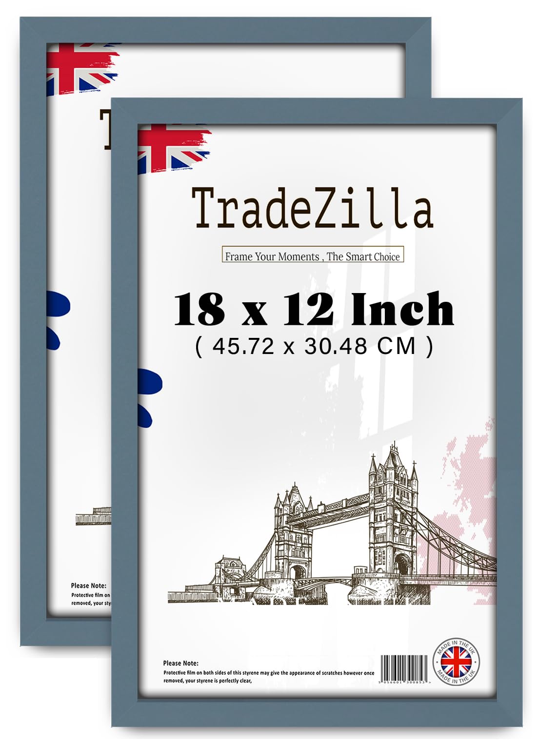 Tradezilla Dark Grey Pack Of 2 Mdf Wood Picture Frame (45.72 X 30.48 Cm) Wall Gallery Art Frame For Home & Office, Premium Mdf Wood, Hanging Hooks For Vertical & Horizontal Display [ ]