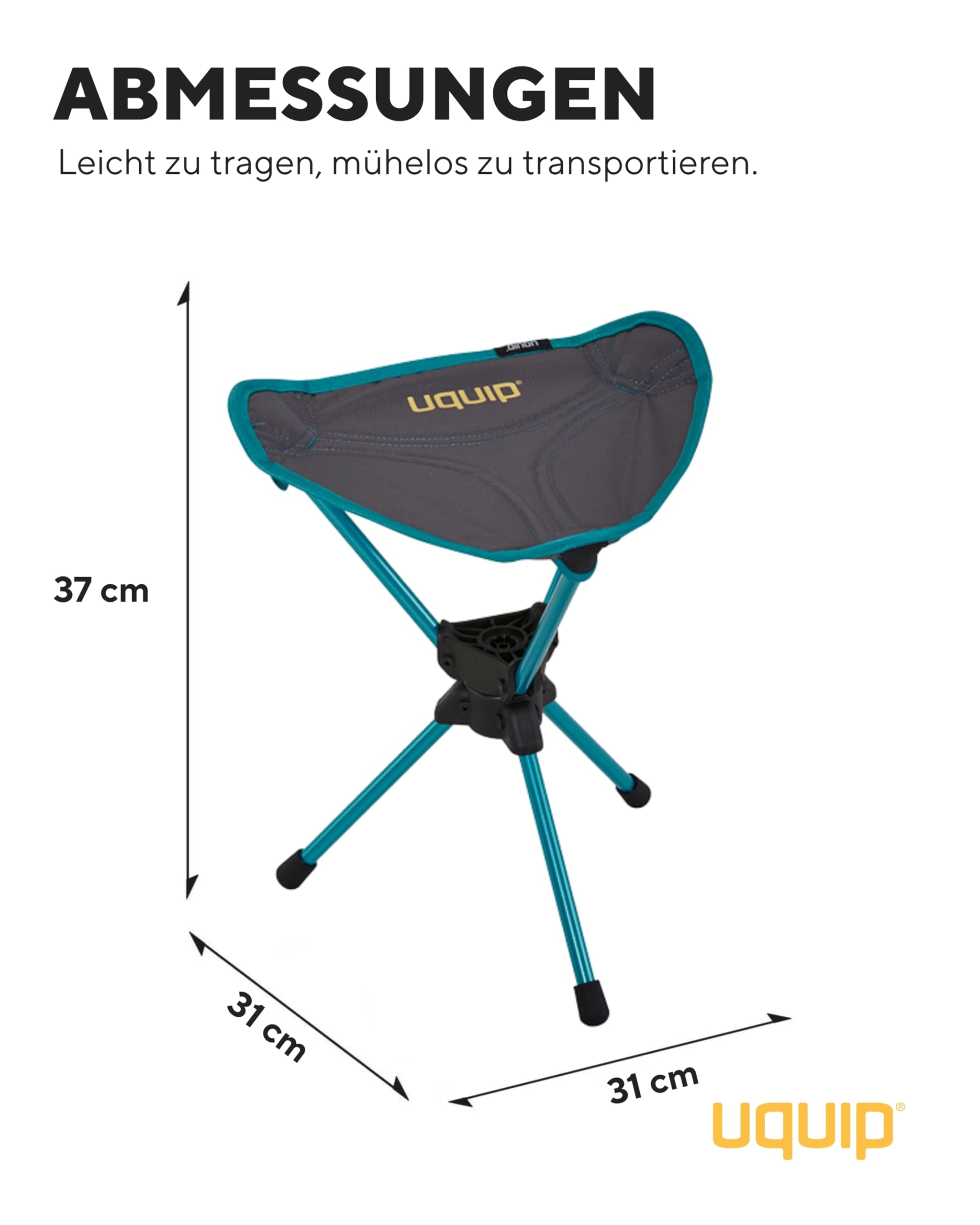Uquip Dreibeinhocker ThreeSixty Mini Faltbarer Campinghocker 130 kg Traglast 360° Drehgelenk