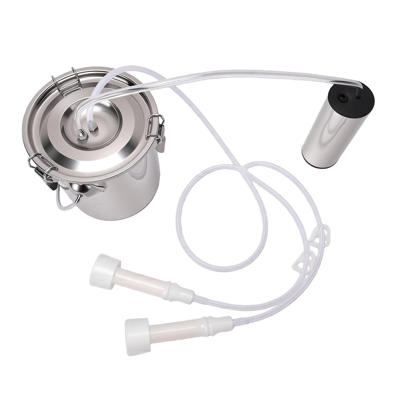 Dpofirs 3L Edelstahl Melkmaschine Vakuumpumpe (EU-Stecker)
