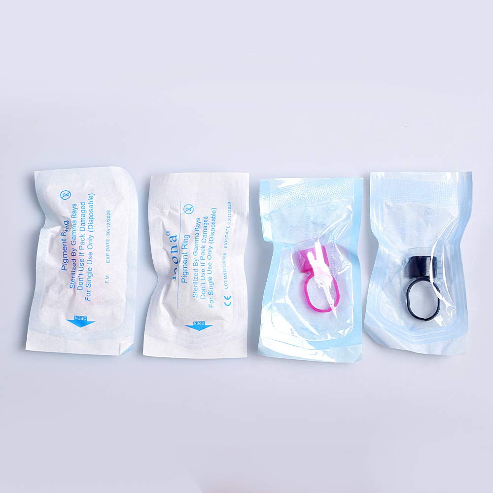 100PCS Portable Tattoo Pigment Ring Cap Microblading Glue Ink Ring Cup Sponge Inside Holder Permanent Makeup Cosmetic Accessories (Black)