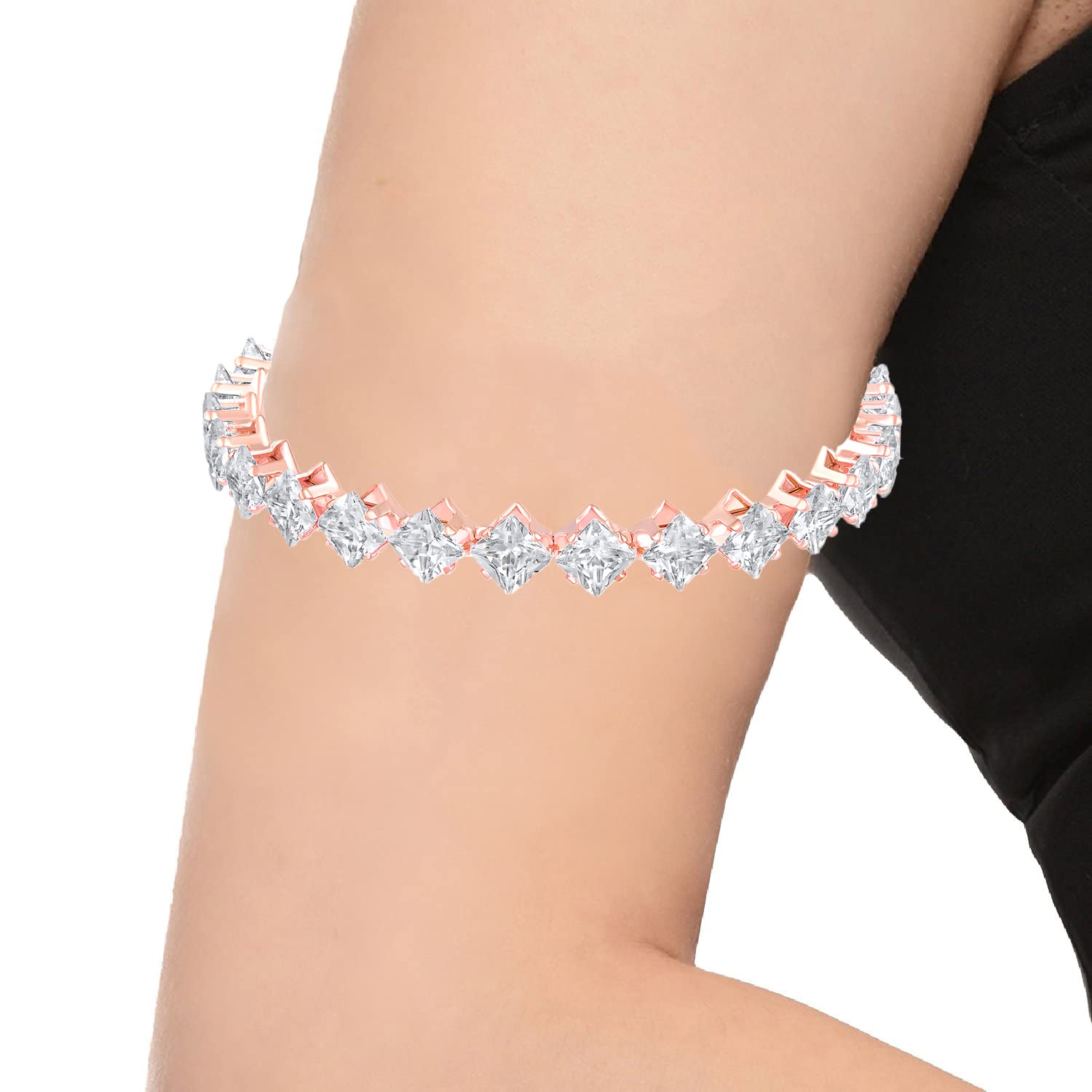 Rose Plated CZ Studed Bajuband (BBR1101016ZWhi)