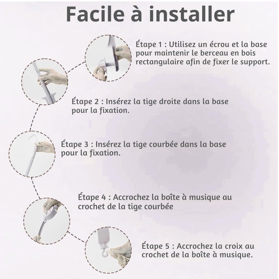 Mobile Musical Bébé avec Sourates du Coran & support – Accessoire pour Berceau ou Lit Bébé – Décoration de Chambre