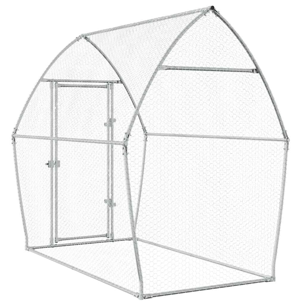 vidaXL Hühnerkäfig, Hühnerstall mit Schwenktür, Freigehege für Hühner Kleintiere, Hühnerhaus, Silbern Verzinkter Stahl