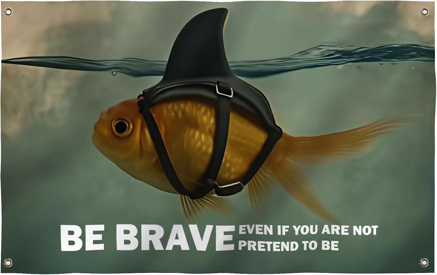 Be Brave Flag 2X3FT, Goldfish Flags, Quote If You Are Not, Pretend To Be, Funny Meme Banner, Double Side Printed,Vibrant Colors, Double Stitched with 4 Brass Grommets,Wall Art for Home or Office - Inspirational Wall Decor - Improvement Shark Goldfish Positive Quote, Bar Garden Street Decoration, GYM, Office Decor,Indoor Outdoor Use,Gifts. (BraveFish, 2x3ft)