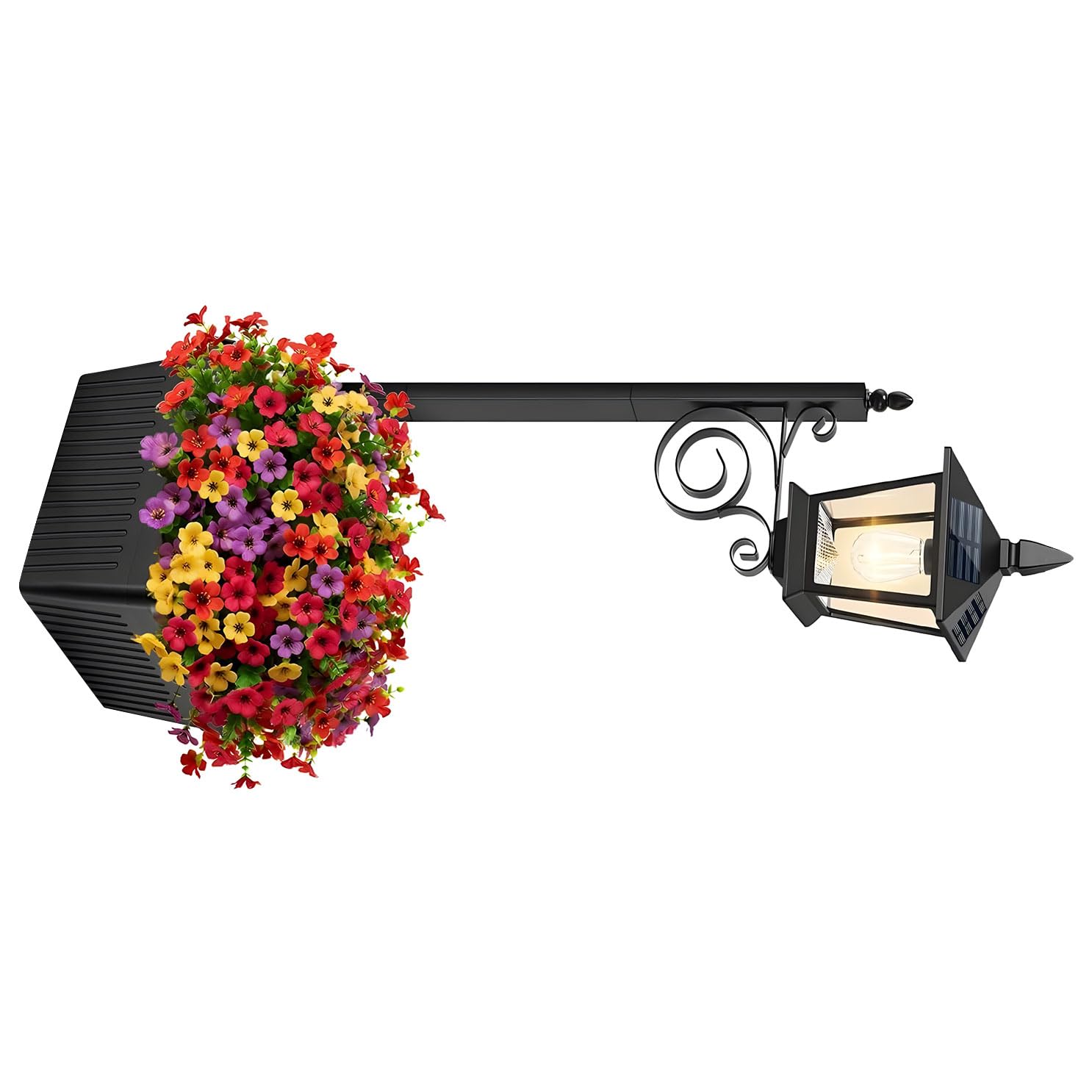 Lampada solare decorativa da giardino con design a vaso fiori con struttura in metallo e plastica per lampada solare da esterno paesaggistica