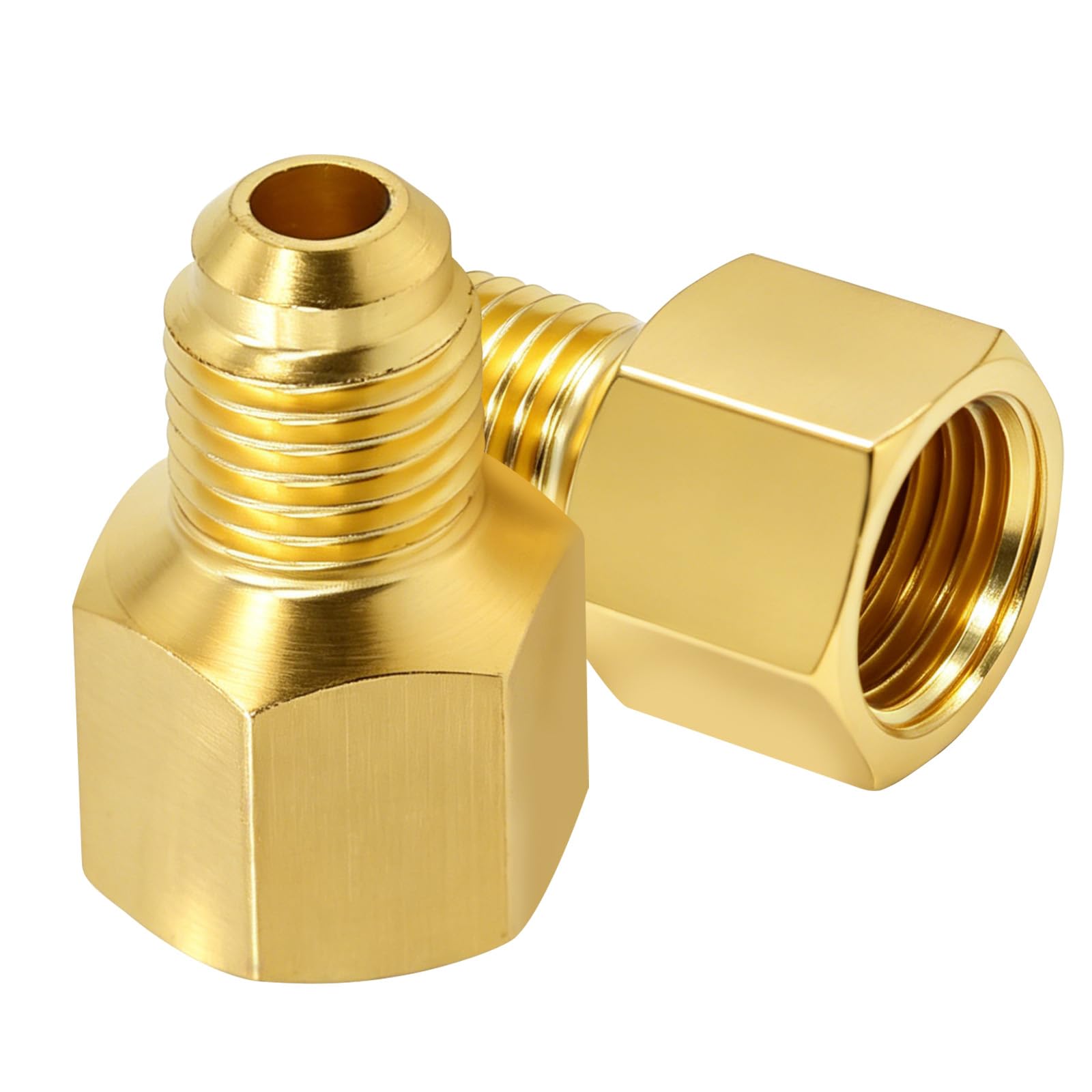 2Pcs 1/4 SAE Flare Male to 1/4 NPT Female Thread Hose Pipe Brass Air Adapter, Minisplit Air Conditioner Refrigeration Tubing Connector, Air Hose Fittings for AC R134a Freon