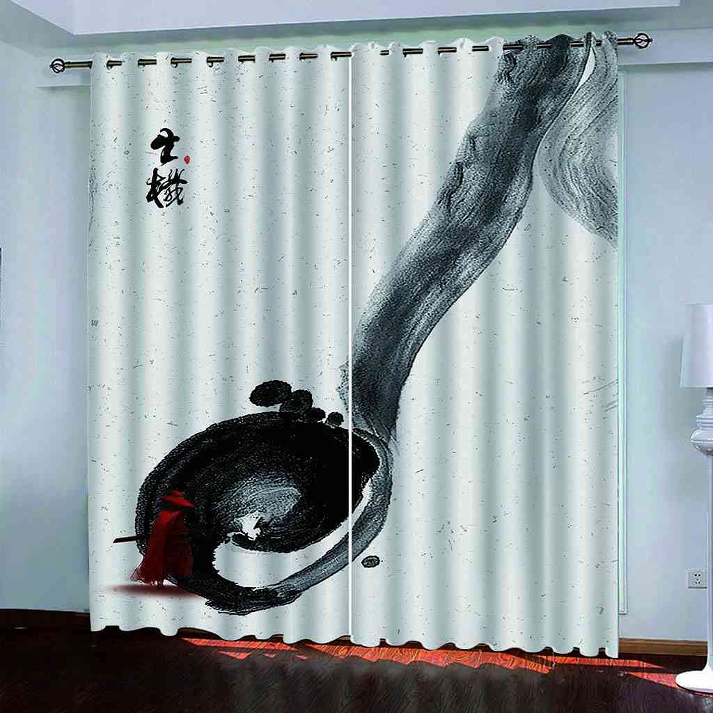 Rideaux occultants enfant paysage d'encre pour une chambre d'enfant zen et calme
