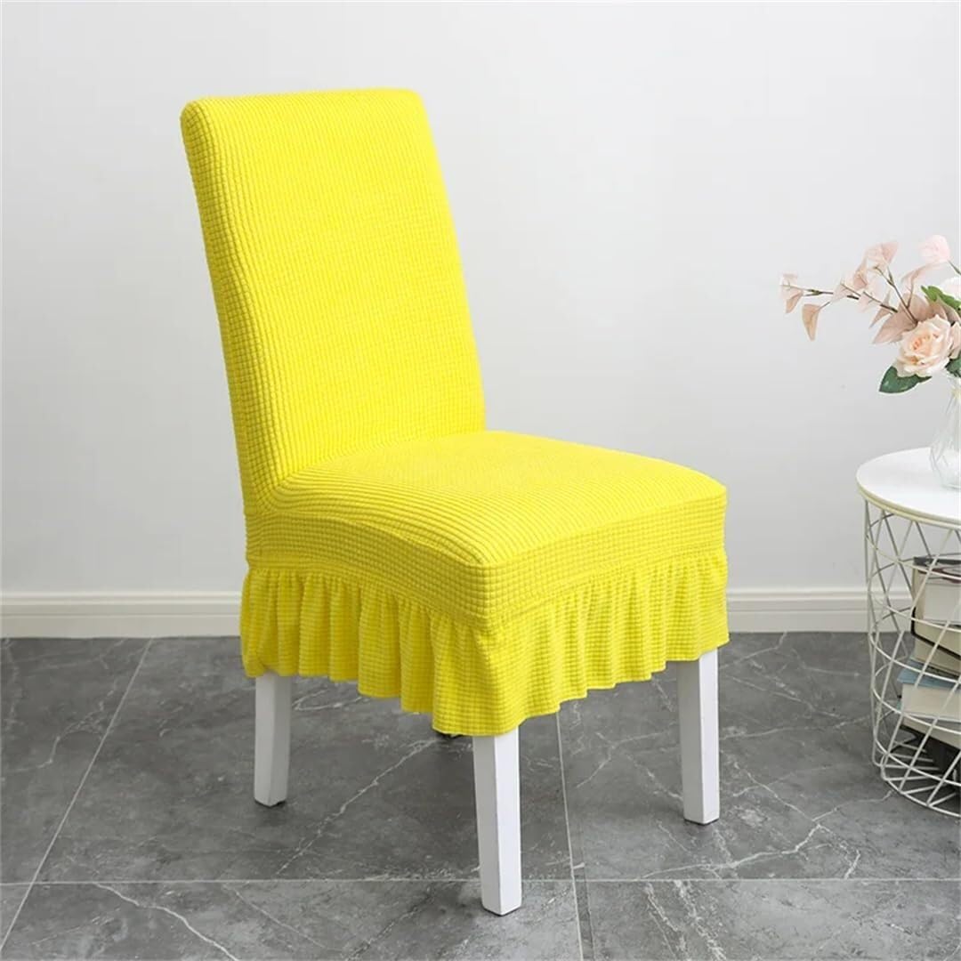 PBTMCD 4pcs- Stretch Dining Chair Covers With Pleated Skirt, Banquet Slipcovers, Washable Seat Protector For Hotel Wedding(A7)