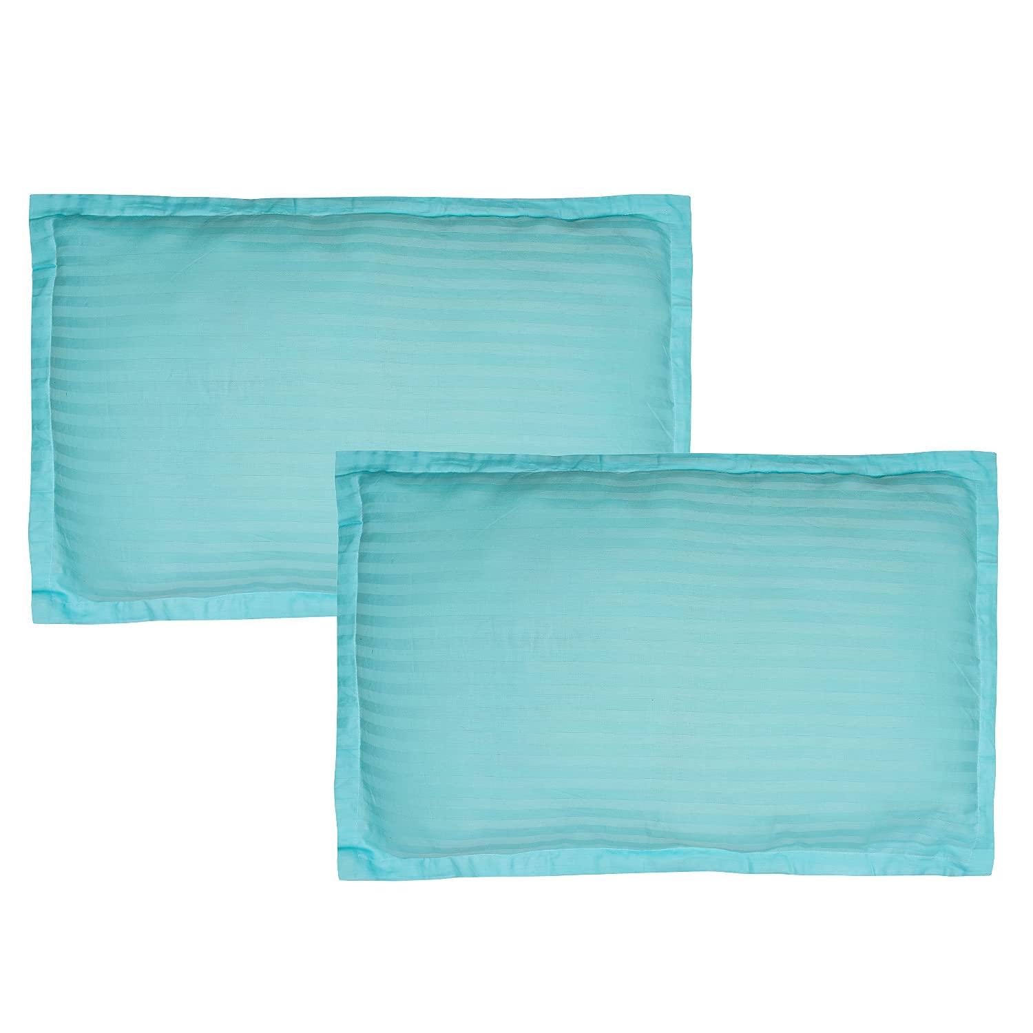 Trance Home Linen 200 TC 100% Cotton Large Size 20x30 inch Satin Stripe Pillow Covers | Pillow Cases | Set of 2 Piece Pillow Covers only |Large Size (Sea Blue, 20x30 inch)