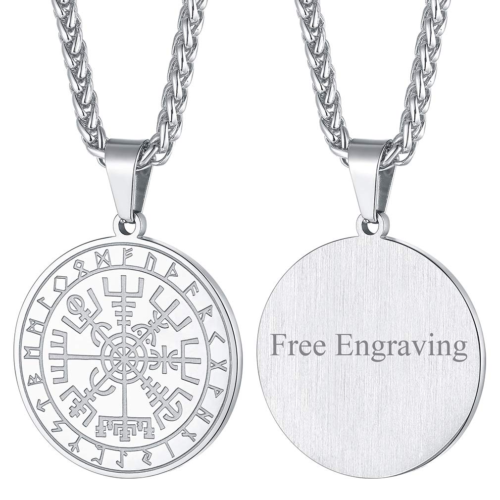 FaithHeartCollar Vikingo Vegvisir Colgante Hombre Acero Inoxidable 316L Talismán Joyería Nórdica de Protección para Familias