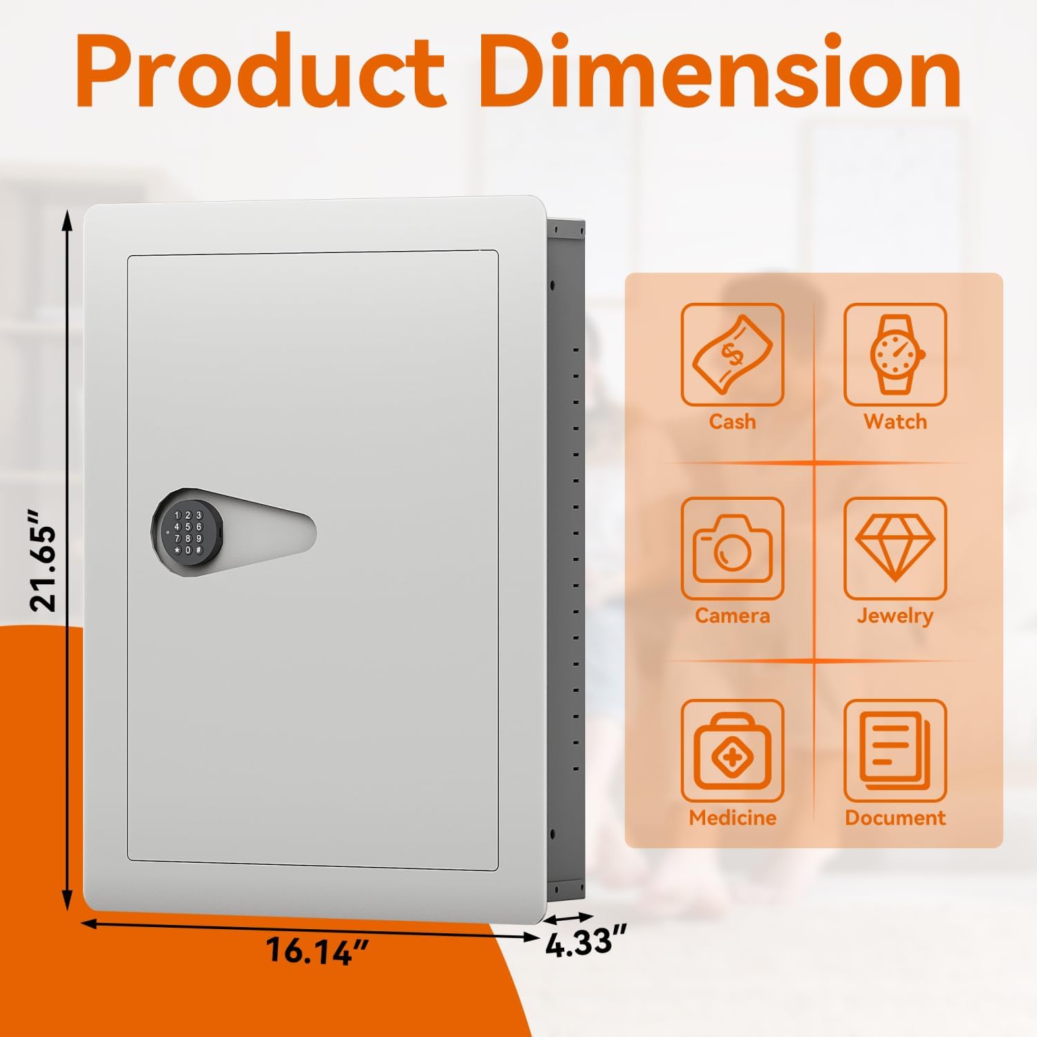 Geelife Digital Wall Hidden Flat - Steel Keypad Security Mount for Home/Business Valuables Storage