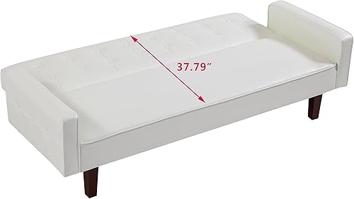 Miniatura 3 de Verfur Sofá futón convertible con botones, sofá biplaza reversible plegable con respaldo ajustable, cómodo sofá cama pequeño para invitados, color