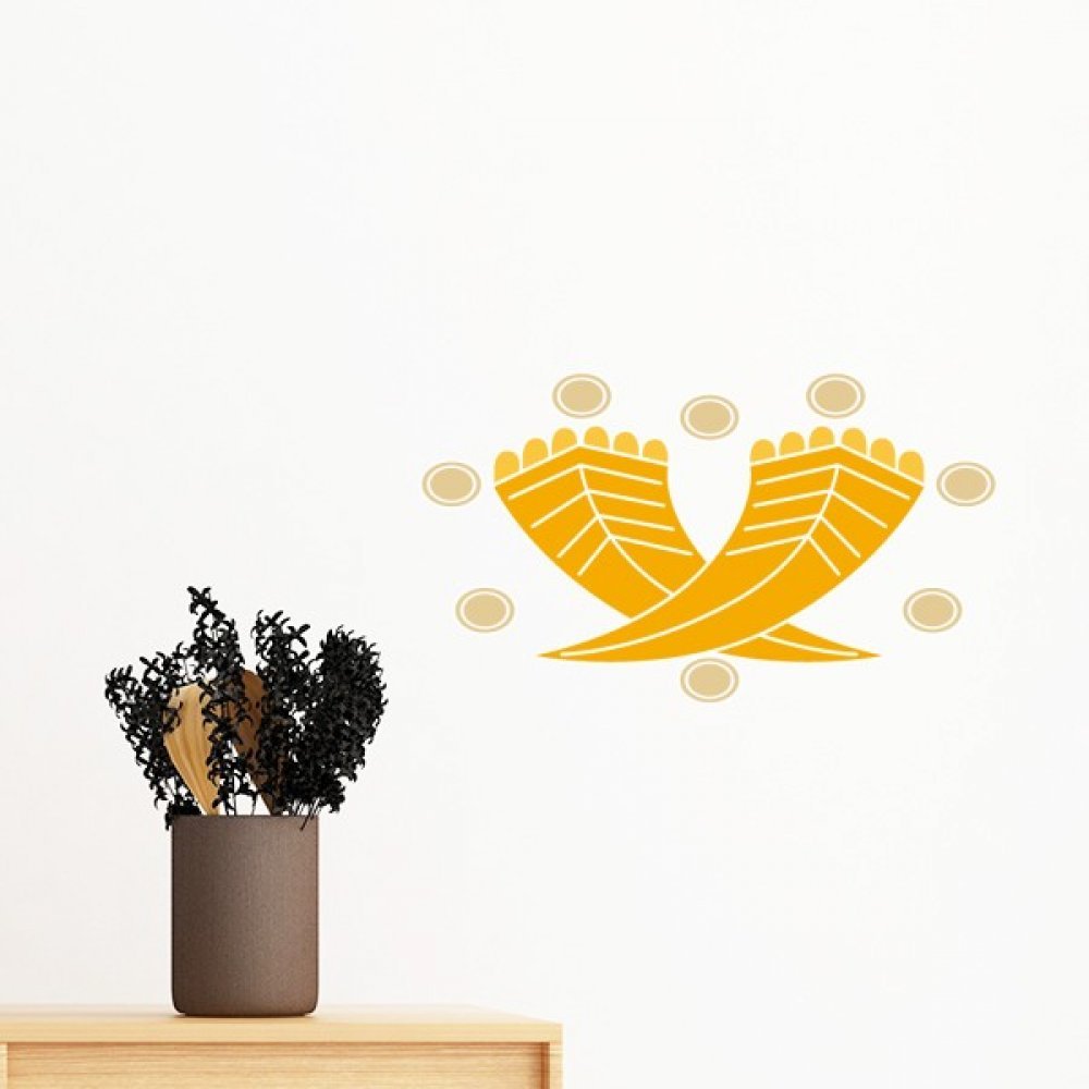Peinture Japonaise sticker mural amovible or pour creer un salon zen et elegant