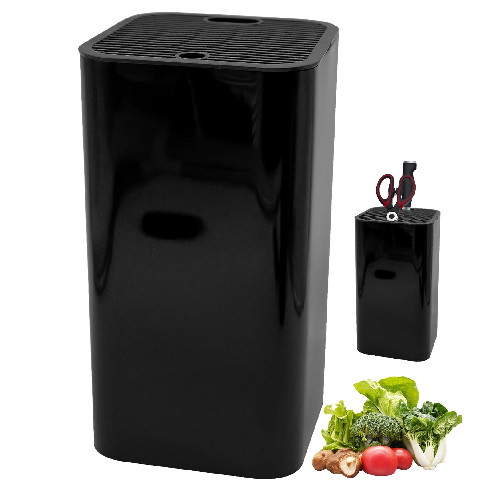 Ceppo Portacoltelli Senza Coltelli - Nero Con Lamelle Flessibili, Universale, Con Cassetto