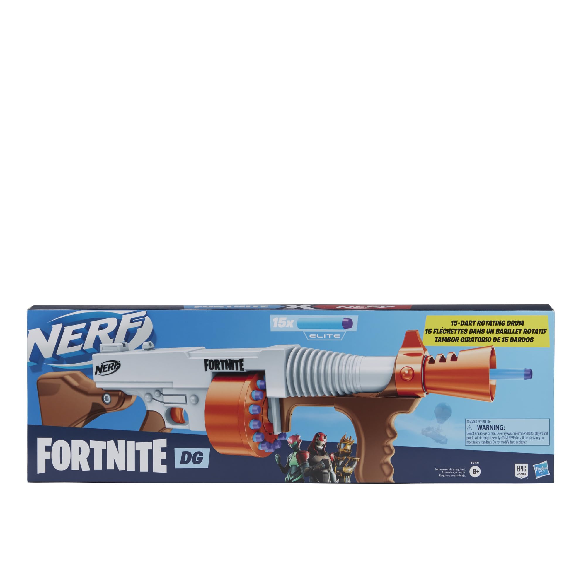 Nerf Fortnite DG Dart Blaster - 15-Dart Rotating Drum, Pump Action