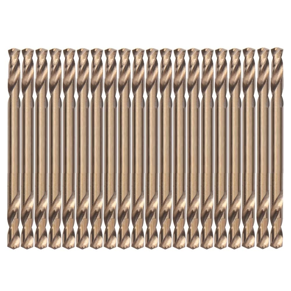 Fuhjythy 3.2mm Cobalt Drill Bits(20PCS),M35 HSSCO High Speed Steel Double Ends Stubby Body Twist Drill Bit Set for Hardened Metal