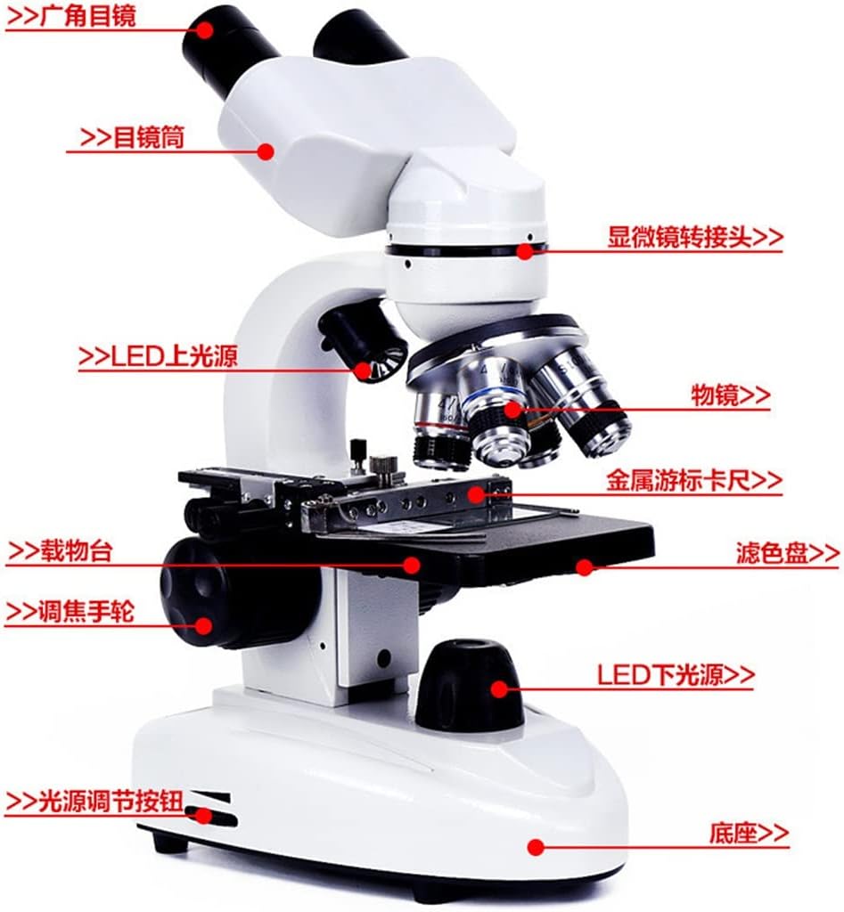 Eye Protection Binocular Biological Microscope 40X-2500X Experimental 360 ° Rotatable