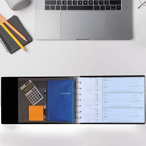 Miniatura 4 de Office Werks - Carpeta prémium de 7 anillos para cheques comerciales, capacidad de 600 cheques para hojas de 9 x 13 pulgadas, elegante funda de