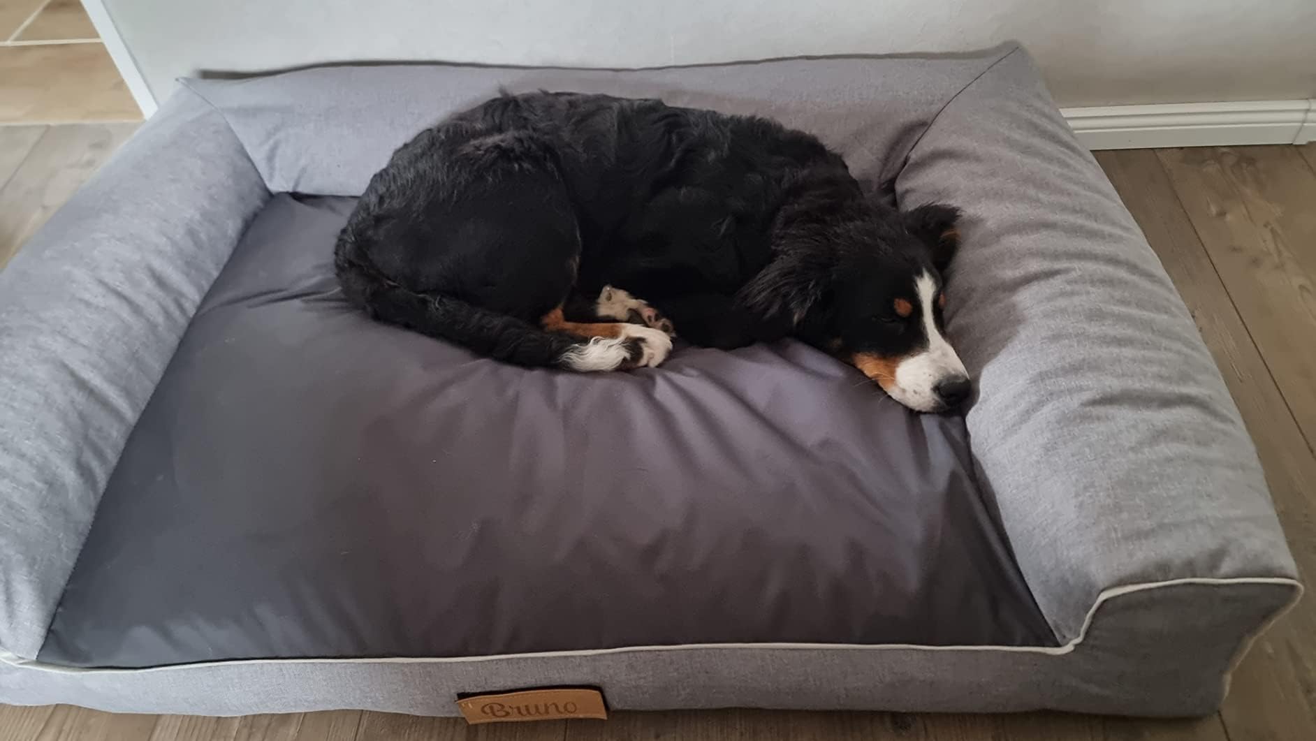 Hundebett für Große Hunde Waschbar, Hundekissen Grau Groß, Hundematte Grosse Hunde, 118 x 78 cm, mit Gravieren Namen, Hundesofa XXL Abnehmbarem Bezug