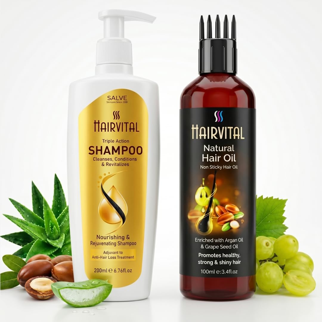 Hairvital Revitalizer Shampoo (200ml) & Natural Hair Oil Hair Care Combo With Aloe vera, Jojoba Oi,l Argan Oil & Grape Seed Oil, Minimizes Hair Damage and Adds Shine to Dull Dry & Frizzy Hair-picture-34