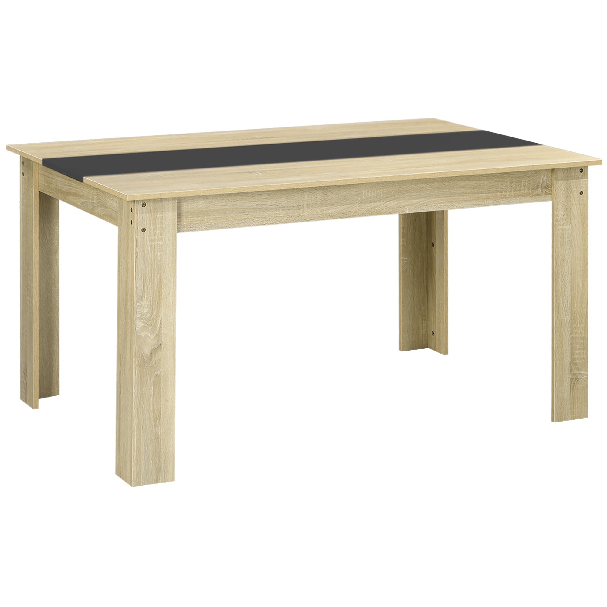 HOMCOM Stół jadalniany 6-osobowy 140x90x75cm naturalne drewno & czarny