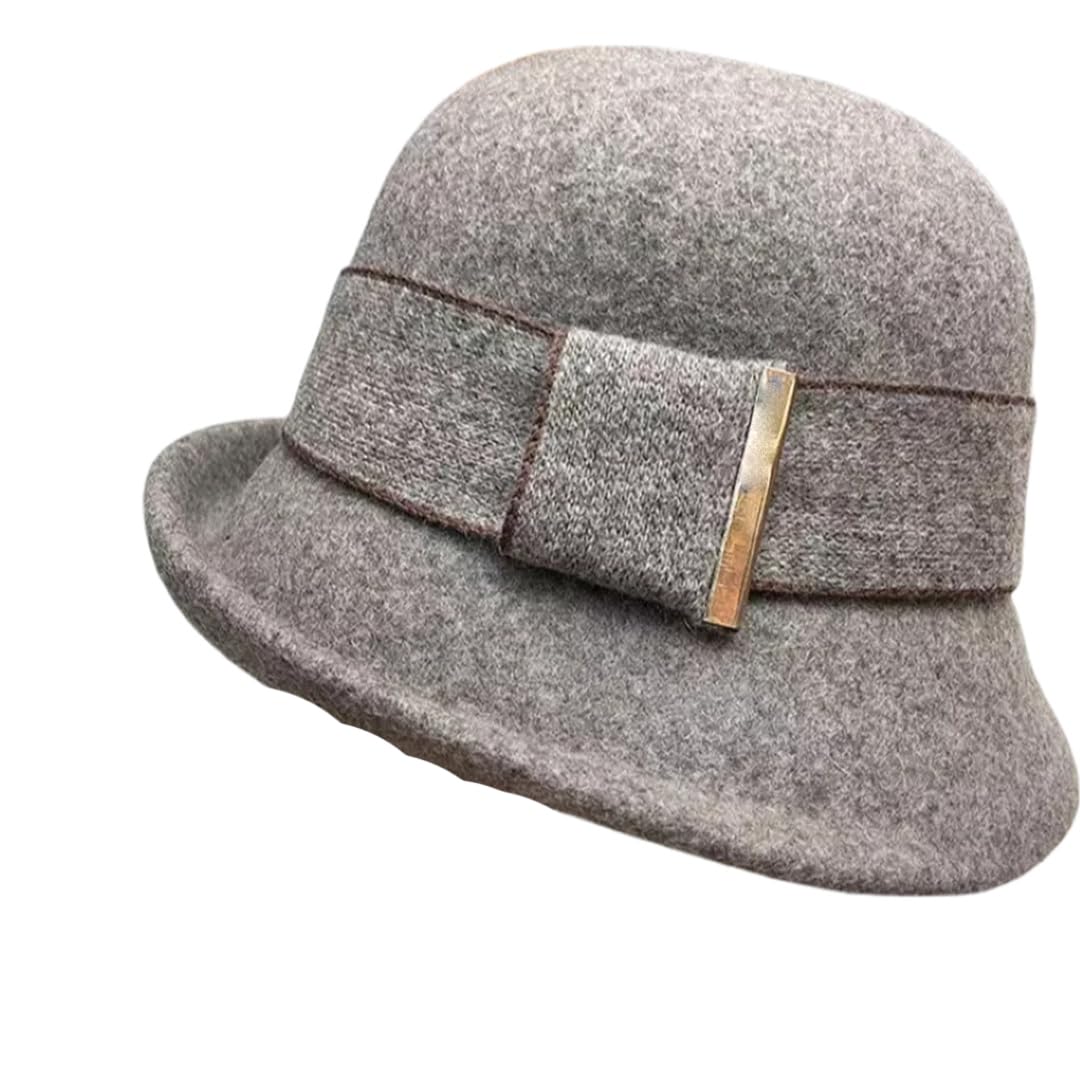 Yeuyyben Cappello invernale da donna in lana, cappello alla pescatora francese, elegante, arricciato, asimmetrico, caldo, in lana, pieghevole, da pescatore
