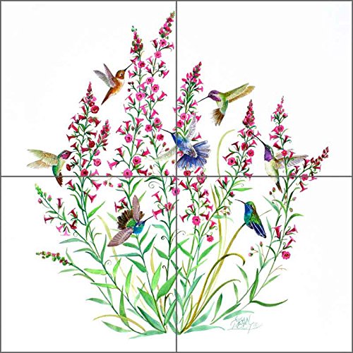 Bird Art Tile Mural Backsplash Ceramic - Hummingbirds in The