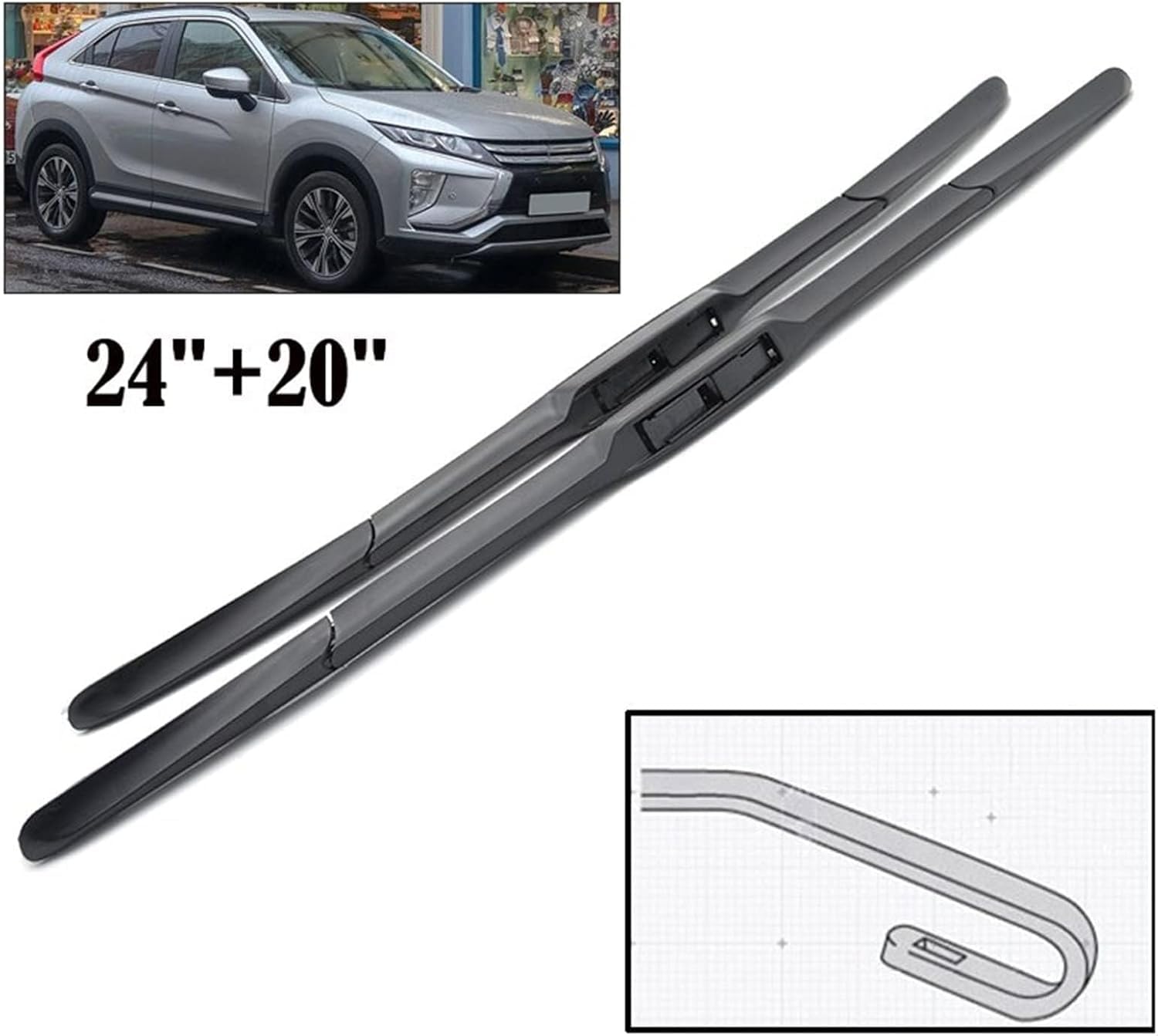 Oryginalny zestaw gumowa szyba wycieraczki do Mitsubishi Eclipse Cross 2017 2018 2019 2020 2021 2022 2023 24 "+ 20", przednia szyba ładowania wycieraczek samochodowych
