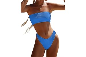 Women's Ribbed Strapless Tube Top Bikini