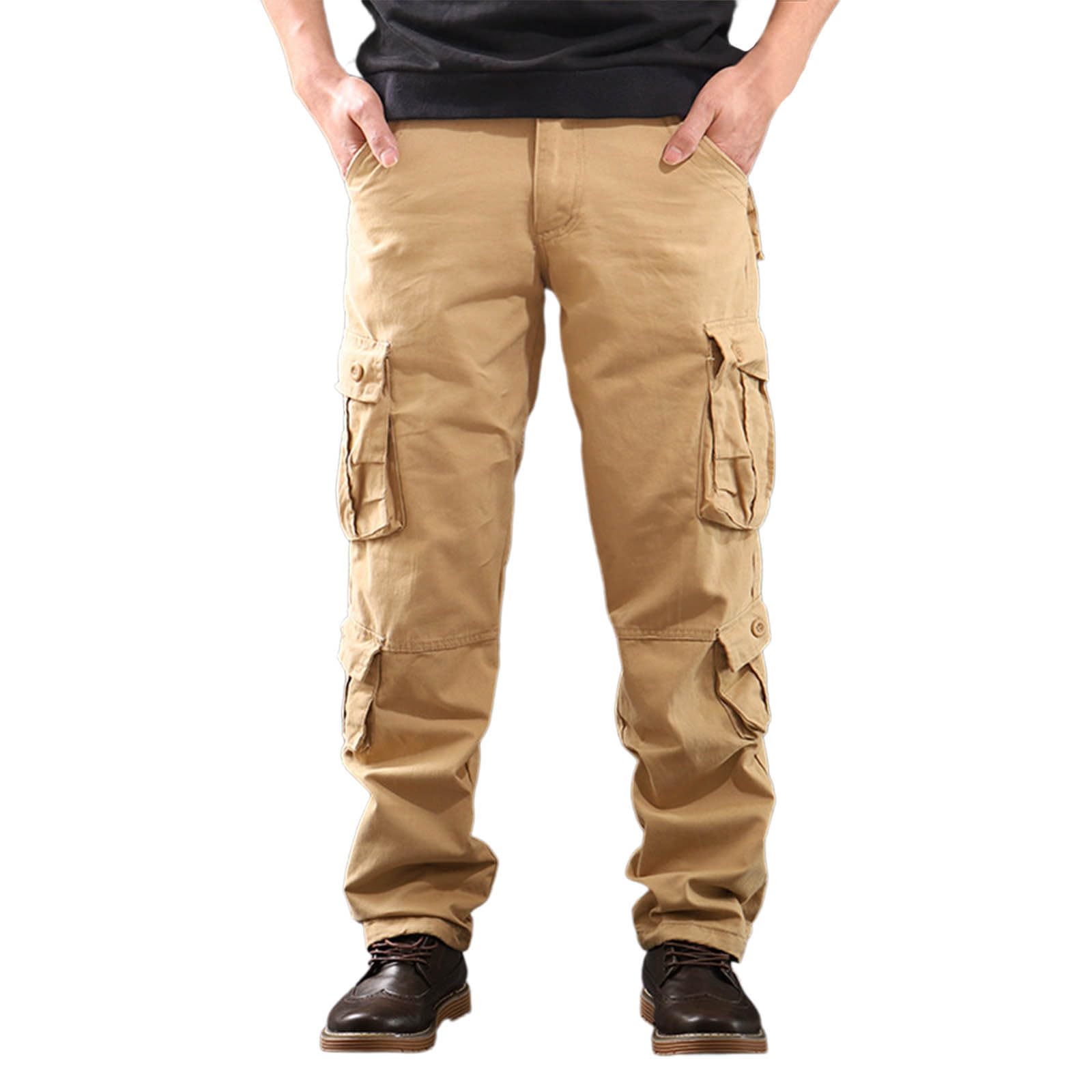 Cargo Pants for Men Hiking Combat Work Outdoor Pants Streetwear Casual Slim Straight Fit Sweatpants Multi Pockets