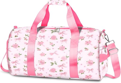 Duffle Bag Girls Kids Cute Gym Bag with Shoes Compartment Women Girls Sports Overnight Travel Bag