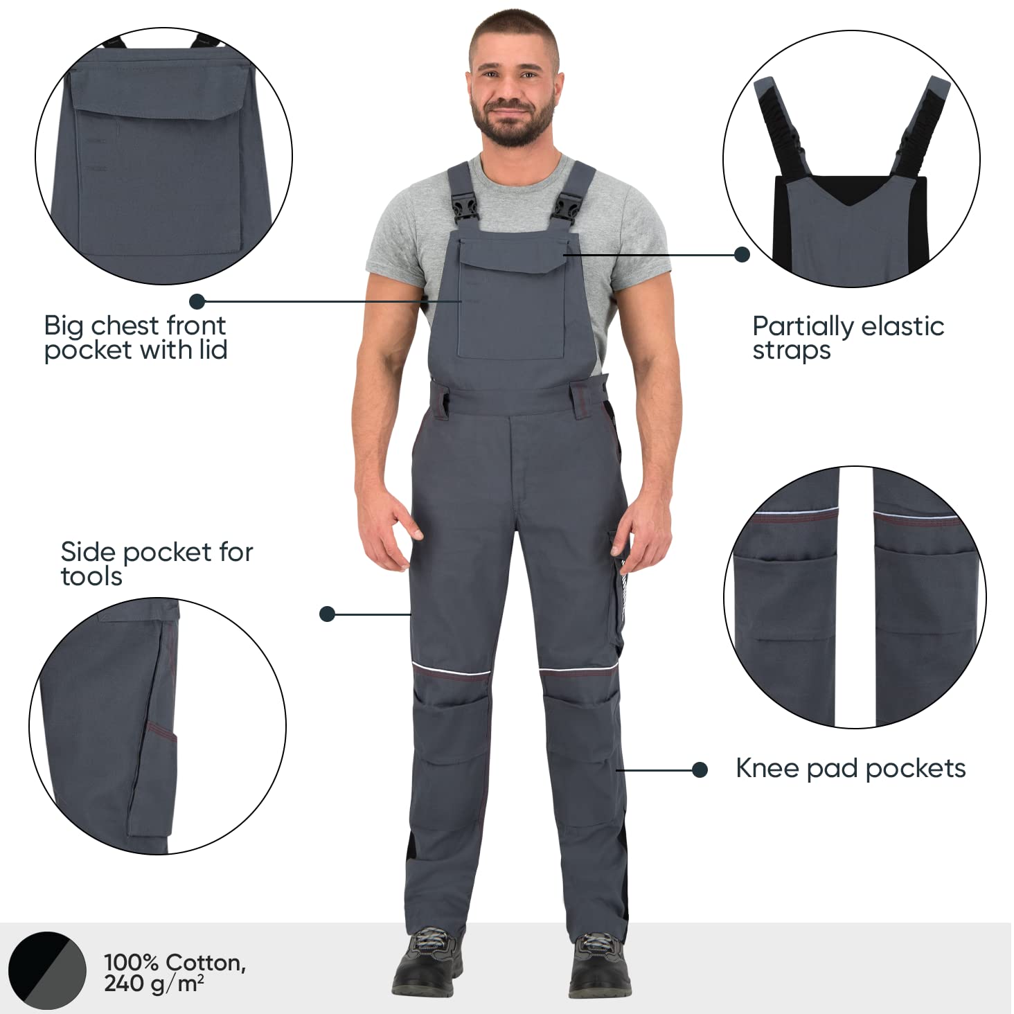 BWOLF RAPTOR Peto de Trabajo Hombre Algodón reflectantes