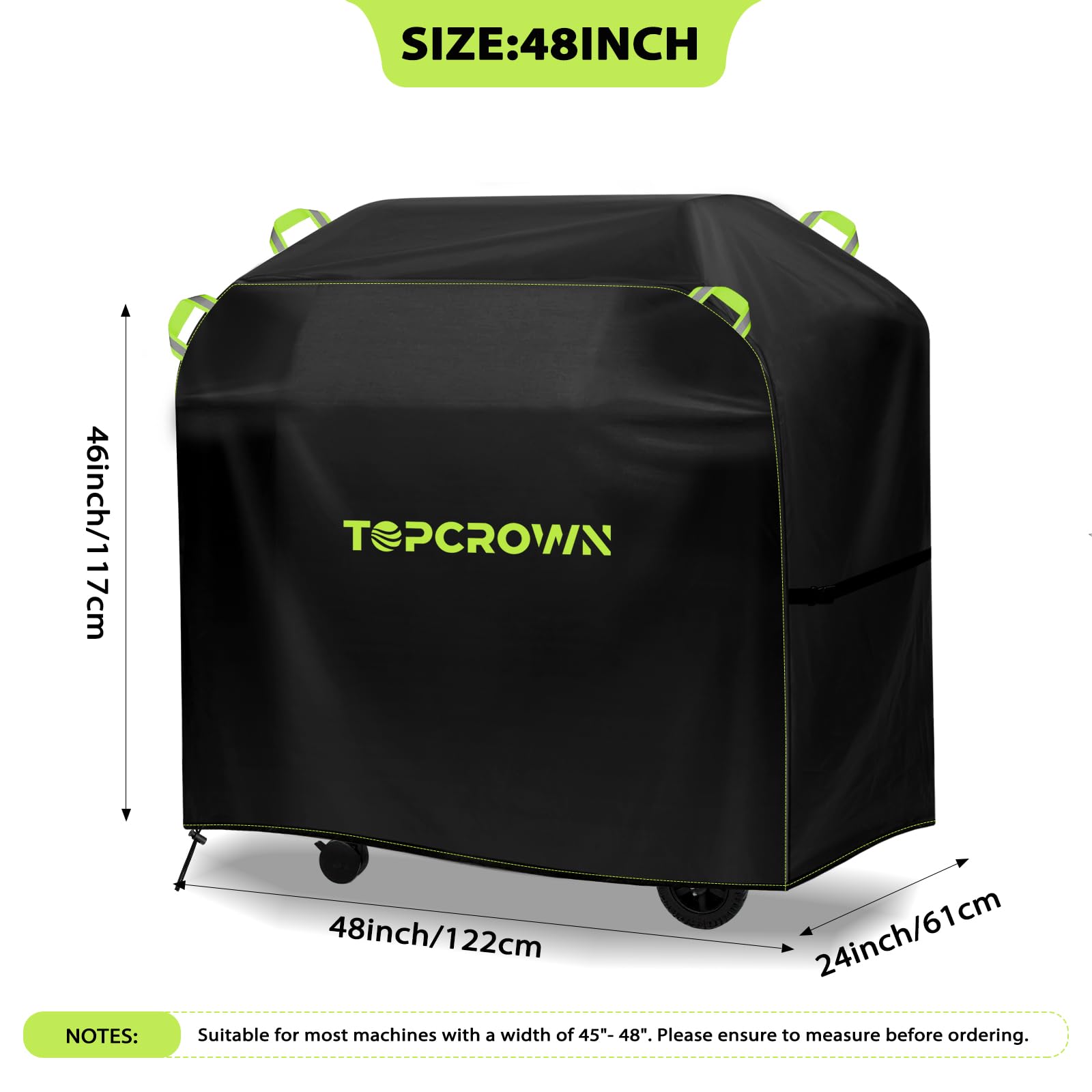 TOPCROWN Copertura per barbecue da esterno, universale, per barbecue a gas, 114,3 - 190,5 cm, impermeabile, anti-UV, in tessuto Oxford, design antivento con cinghie regolabili, adatta per