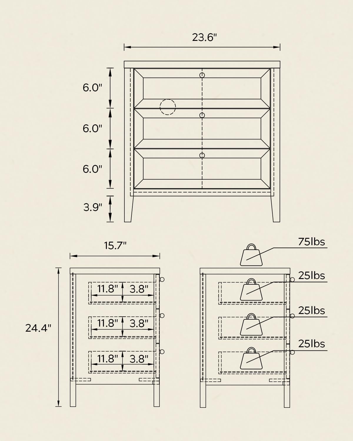 Farmhouse Nightstand with 3 Drawers Larger Night Stand with Charging Station Tall Bed Side Table Wide Nightstands End Table for Sofa, Bedroom, Living Room, Light Oak