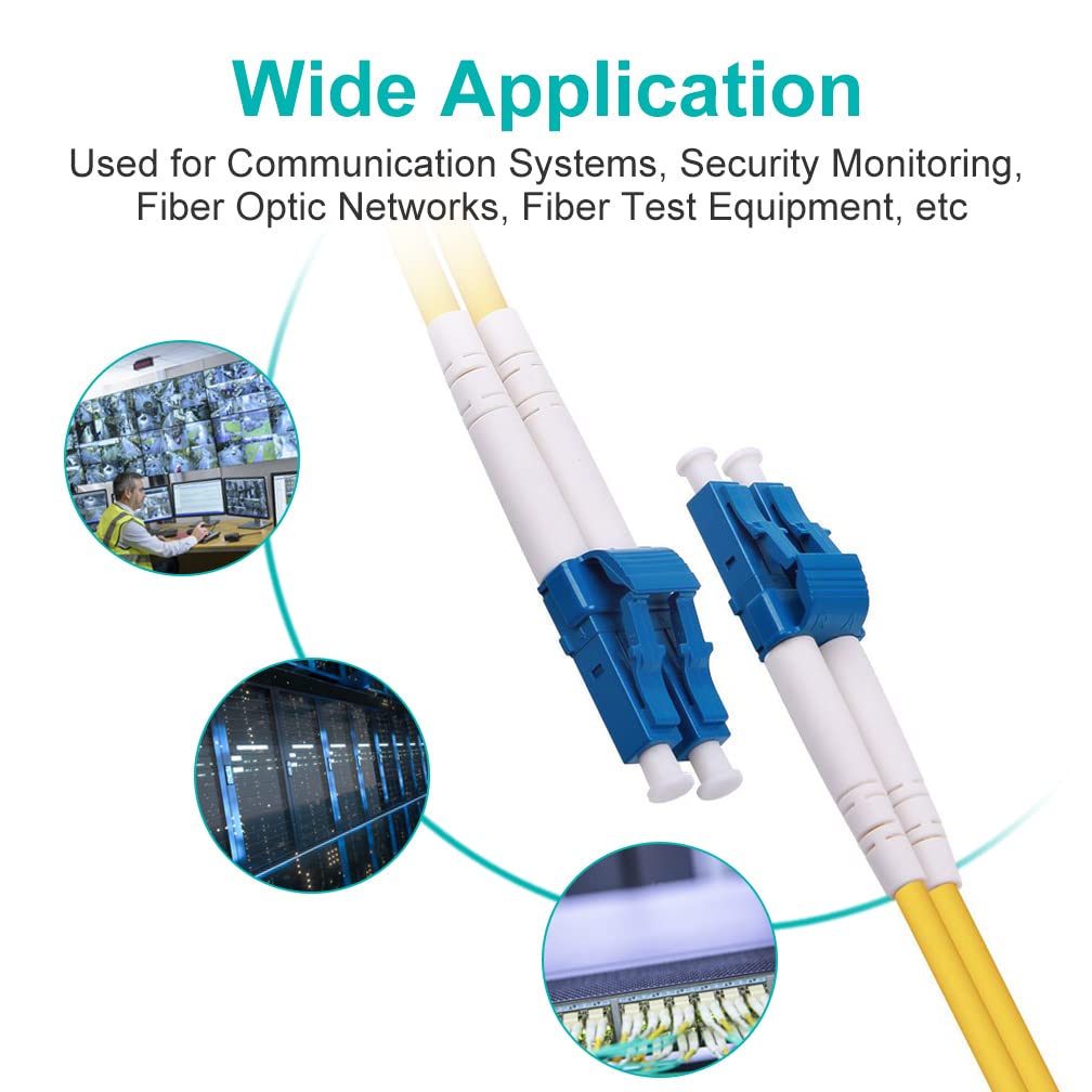 100M OS2 LC to LC Fiber Patch Cable, Single Mode SFP Fiber Jumper, Duplex LC-LC 9/125um, 1G/10G SMF, LSZH, 328ft,for SFP Transceiver, Router, Networks and More, Yellow