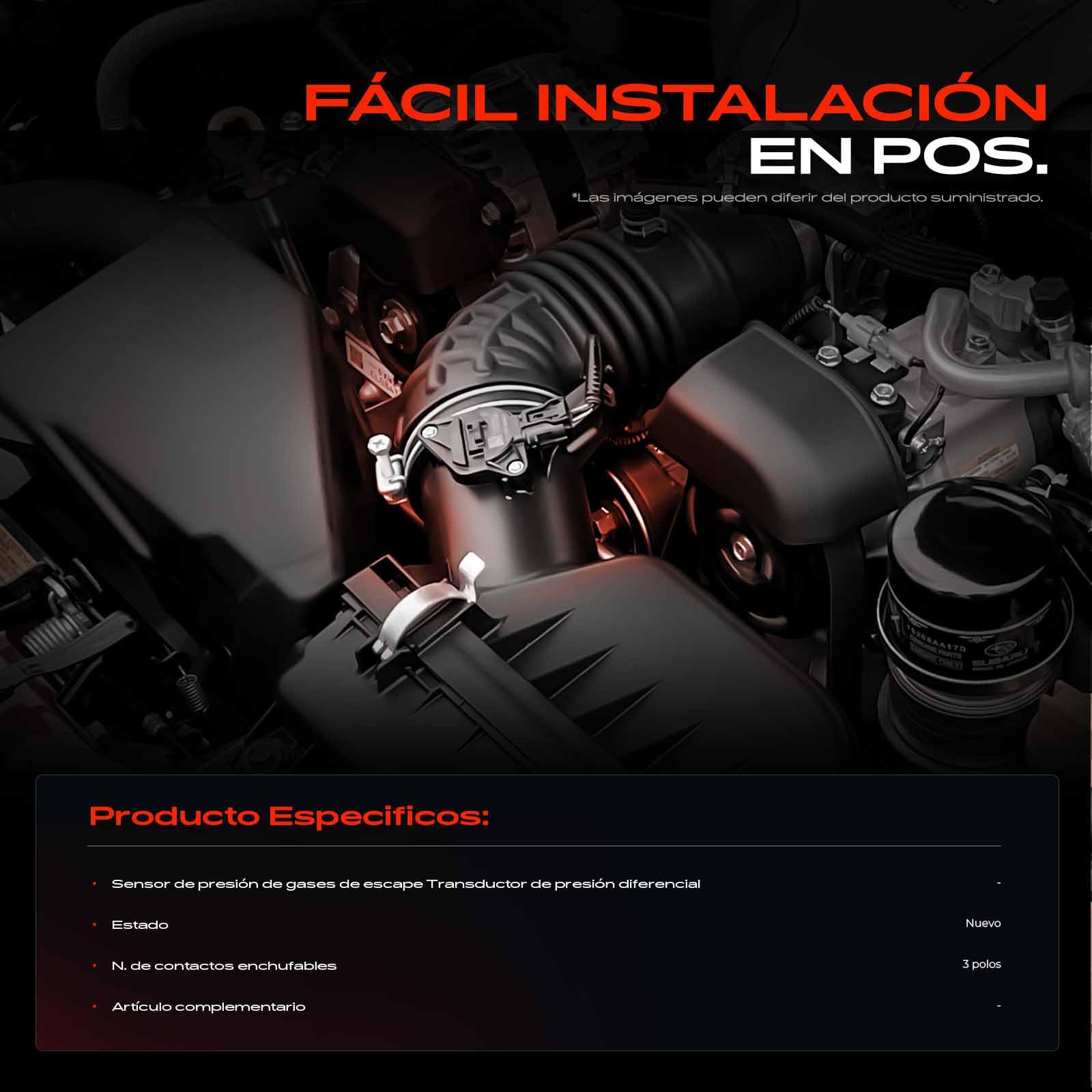 Frankberg Sensor de presión del tubo de aspiración Compatible con O.c.t.a.v.i.a II Combi 1Z5 Yeti 5L Superb II Touring 3T5 A3 8P1 A3 Sportback 8PA Replace# 076906051A